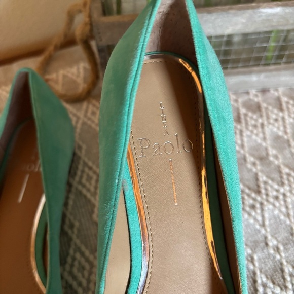 LINEA PAOLO Presta Pointed Toe Flat In Aqua Suede Women’s Size 5 1/2 - Picture 2 of 10